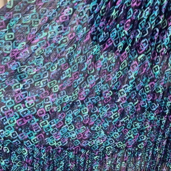 Sedona Clothing Company Blue Boho Pleated Abstract Pull On Maxi Skirt One Size - Picture 3 of 6